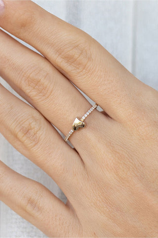 8 Ayar Trend Minimal Kalp Desenli Kadın Yüzük