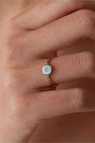 8 Ayar Yuvarlak Desenli Mineli Kadın Altın Eklem Yüzük