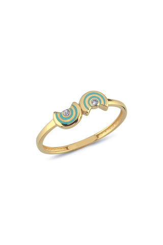 8 Ayar Altın Gökkuşağı Desenli Mineli Minimal Kadın Yüzük