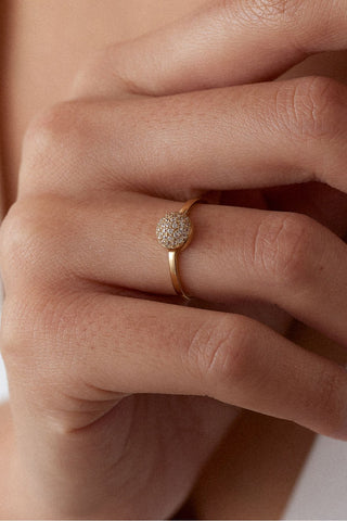 8 Ayar Top Desenli Minimal Altın Kadın Yüzük