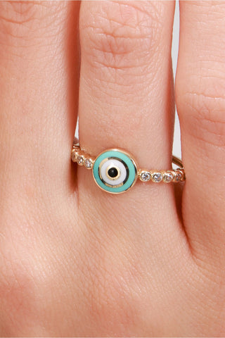 8 Ayar Yuvarlak Tasarımlı Şık Kadın Mineli Altın Yüzük