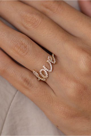 8 Ayar Altın Love Yazılı Kadın Altın Eklem Yüzük