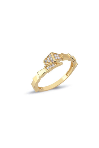 8 Ayar Yılan Desenli Taşlı Kadın Altın Yüzük