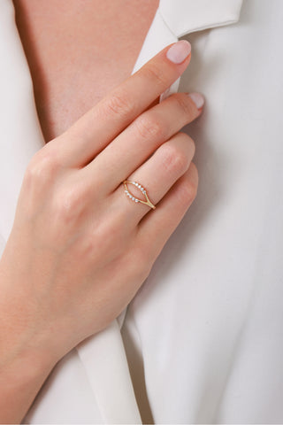 8 Ayar Trend Kadın Altın Eklem Yüzük Minimal