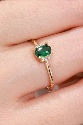 8 Ayar Yeşil Taşlı Altın Kadın Yüzük