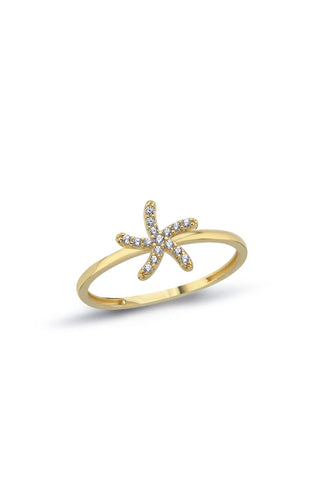 8 Ayar Yıldız Desenli Kadın Altın Yüzük