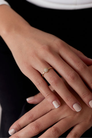 8 Ayar Top Desenli Minimal Altın Kadın Yüzük