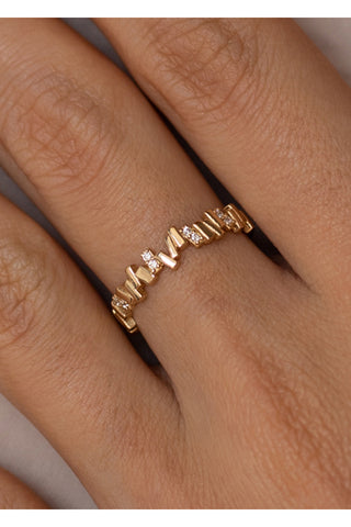 8 Ayar Zigzag Desenli Kadın Şık Eklem Altın Yüzük