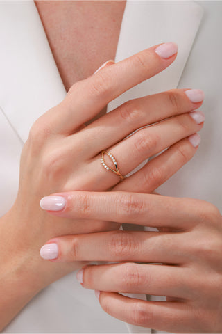 8 Ayar Trend Kadın Altın Eklem Yüzük Minimal