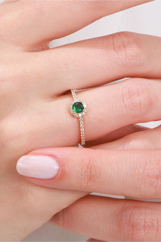 8 Ayar Yeşil Taşlı Kadın Altın Yüzük