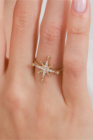 8 Ayar Yıldız Desenli Altın Şık Kadın Altın Yüzük