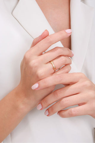 8 Ayar Taşlı Trend Kadın Altın Eklem Yüzük