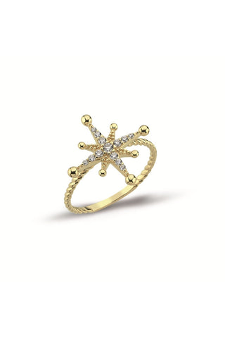 8 Ayar Yıldız Desenli Altın Şık Kadın Altın Yüzük