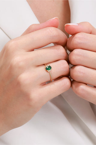 8 Ayar Yeşil Taşlı Altın Kadın Yüzük