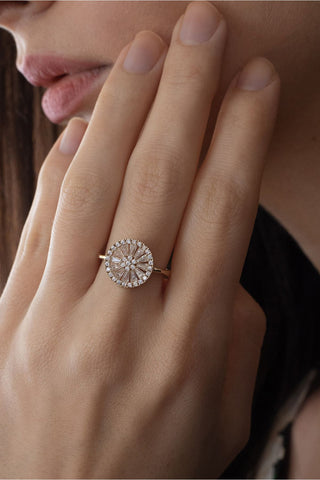 8 Ayar Trapez Taşlı Kadın Altın Yüzük