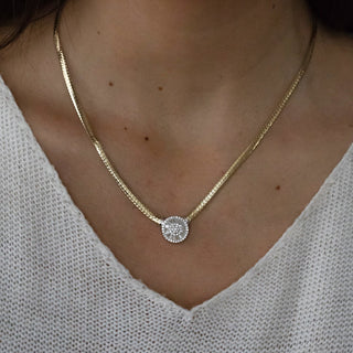 14 Ayar Altın Sıkı Gurmet Zincirli Trapez Taşlı Kadın Kolye