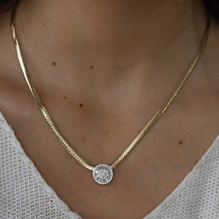 14 Ayar Altın Sıkı Gurmet Zincirli Trapez Taşlı Kadın Kolye