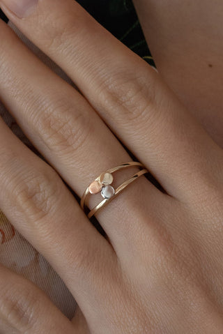 8 Ayar 3 Renkli Minimal Taşsız Altın Yüzük