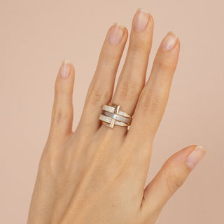 8 Ayar 3 Renk Fantezi Desenli Altın Yüzük