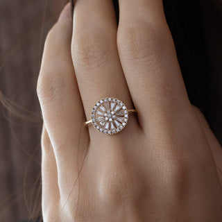 14 Ayar Altın Trapez Taşlı Kadın Yüzük