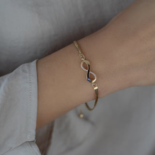 14 Ayar Altın Nazarlı Sonsuzluk Desenli Kadın Bileklik