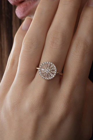 14 Ayar Altın Trapez Taşlı Kadın Yüzük