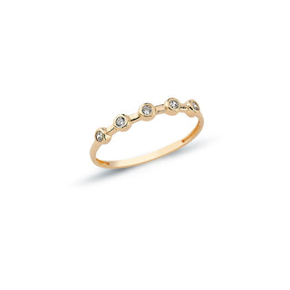 8 Ayar Altın 5 Taşlı Minimal Kadın Yüzük