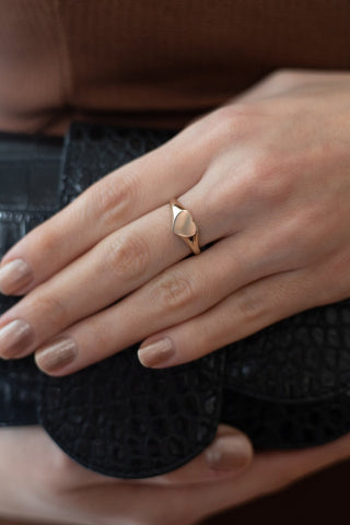 14 Ayar Altın Kalp Kadın Yüzük Kalp Yüzük