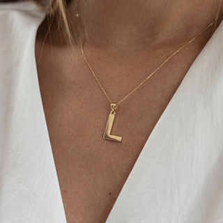 8 Ayar Altın L Harf Kolye Kadın Minimal İsim Baş Harf Kolye