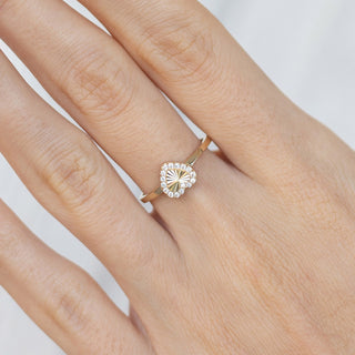 14 Ayar Taşlı Kalp Desenli Kalemli Minimal Kadın Altın YüzükK