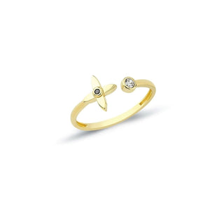 8 Ayar Trend Taşlı Minimalist Altın Yüzük