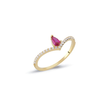 14 Ayar Pembe Taşlı Günlük Kadın Minimal Altın Yüzük