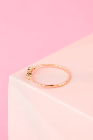 14 Ayar Altın Taşlı Minimal Kadın Yüzük
