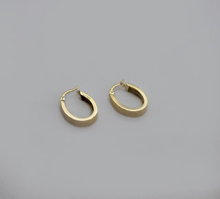 14 Ayar Altın Oval Taşsız Kadın Küpe OK-39 &